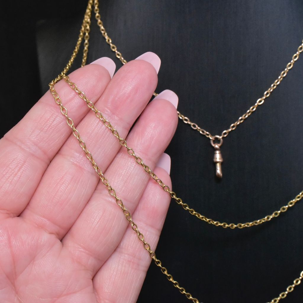 Antique Victorian 9ct Rosy/Yellow Gold Long Guard/Muff Chain - Circa 1890-1900