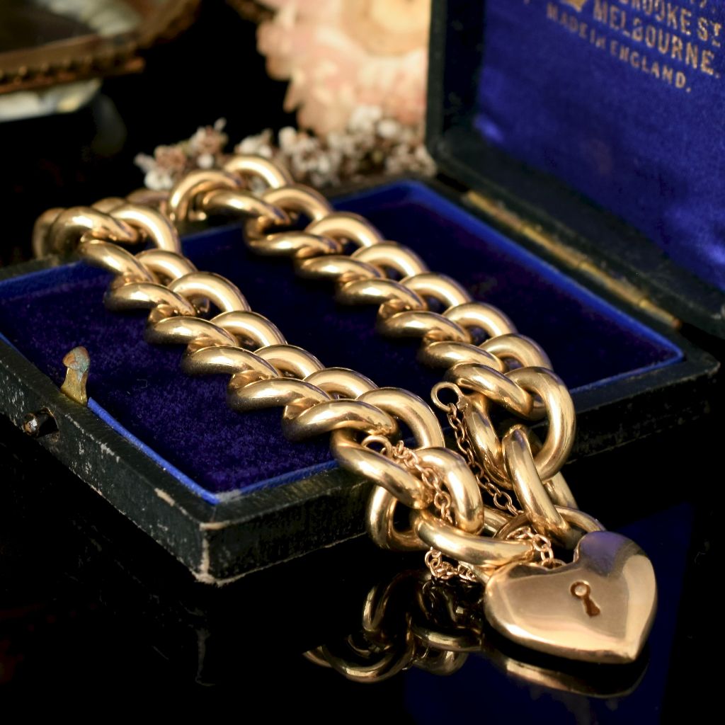 Heavy Solid 9ct Yellow Gold Curblink Padlock Bracelet 63.84 Grams Independent Valuation Included With Purchase $10850.00 AUD