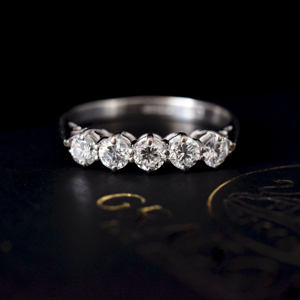 Modern 18ct White Gold Five Stone Diamond Ring 0.62ct