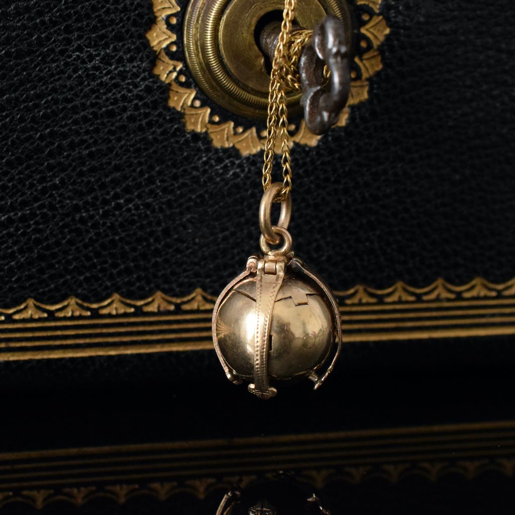 Antique Edwardian Era British Masonic Orb Pendant 9ct Yellow Gold and Silver