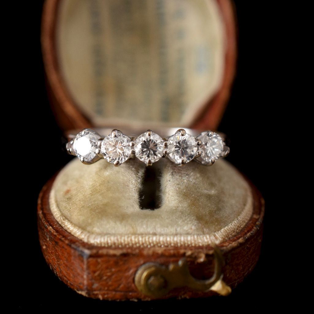 Modern 18ct White Gold Five Stone Diamond Ring 0.62ct