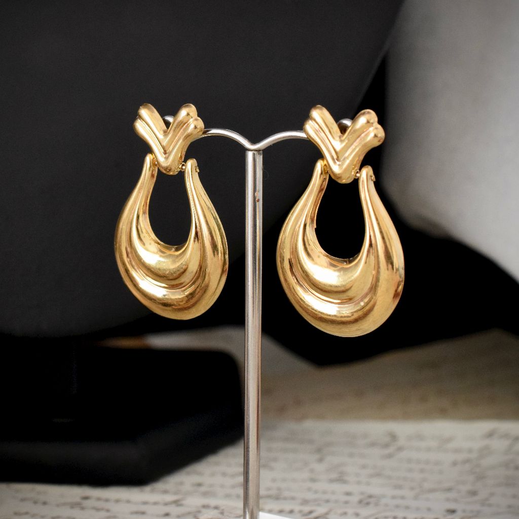 Vintage Italian 9ct Yellow Gold Articulated Drop Earrings