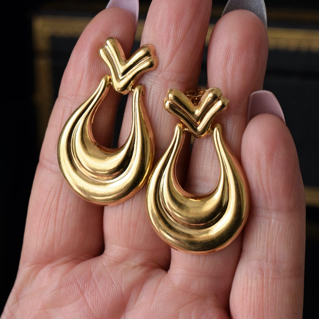 Vintage Italian 9ct Yellow Gold Articulated Drop Earrings