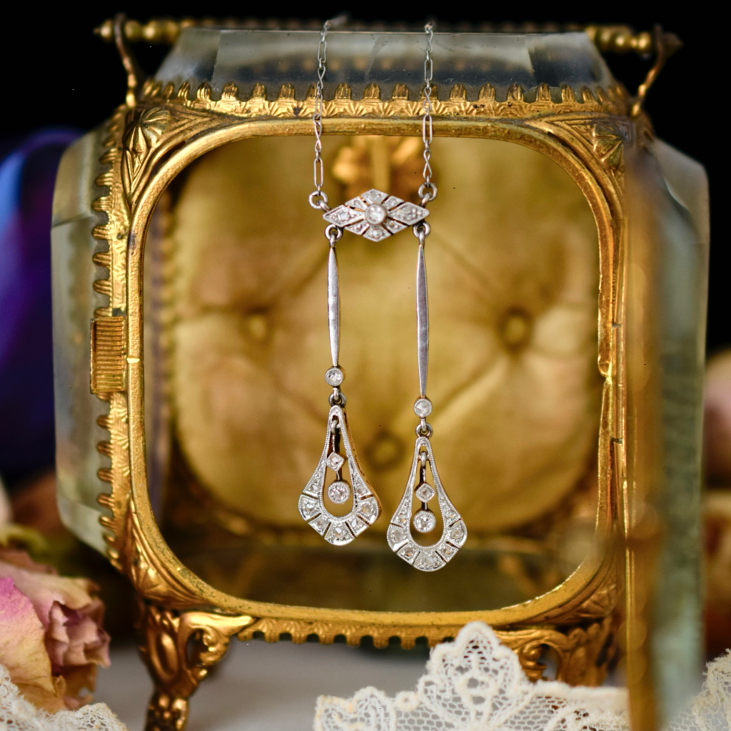 Antique French Belle Epoque 18ct And Platinum Diamond Negligee Pendant Circa 1912