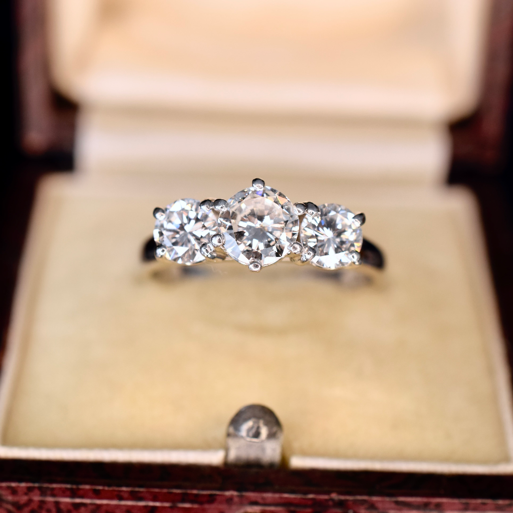 Modern 18ct White Gold 1.20ct Diamond Trilogy Ring Independent Insurance Replacement Valuation Included For $8,850 AUD