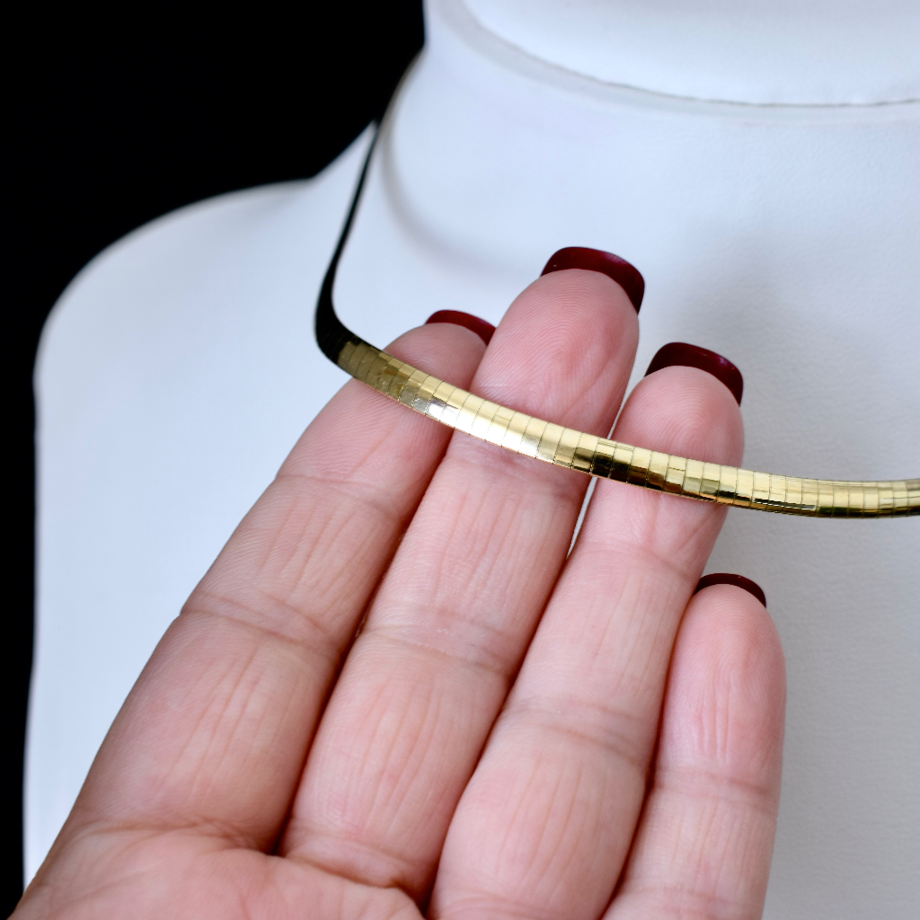 Modern 9ct Yellow And White Gold Reversible Omega Chain - 17.6 Grams