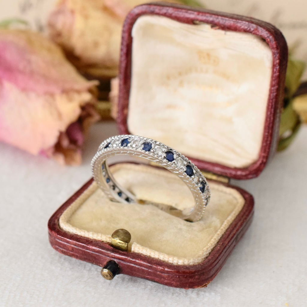 Modern 14ct White Gold Sapphire And Diamond Eternity Ring Independent Insurance/Replacement Valuation Included For $1,800 AUD From 2016