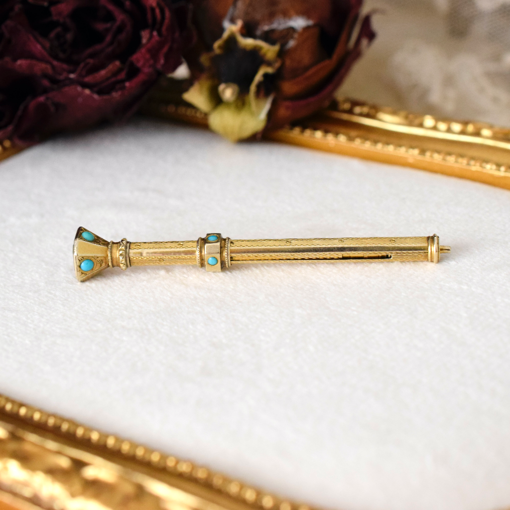 Antique 9ct Yellow Gold Turquoise Propelling Pencil Circa 1890