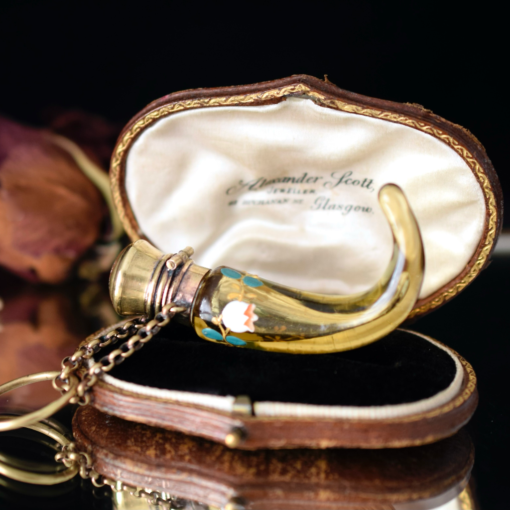Antique Victorian Moser Cornucopia Chatelaine Perfume/Flacon Bottle Circa 1880-90