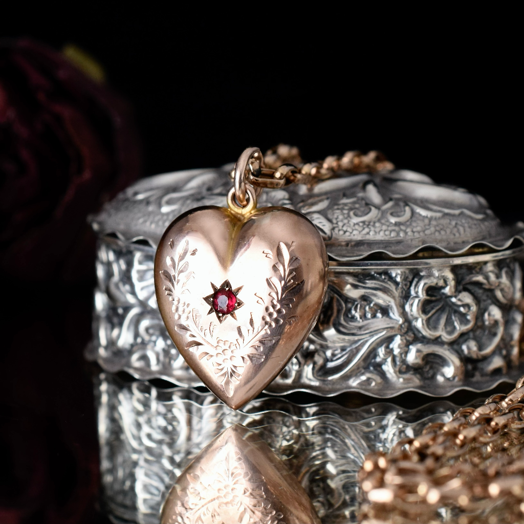 Antique Australian 9ct Rose Gold ‘Puffy Heart’ Pendant By Robert Rollason/ Rollason and Co LTD 1888-1925