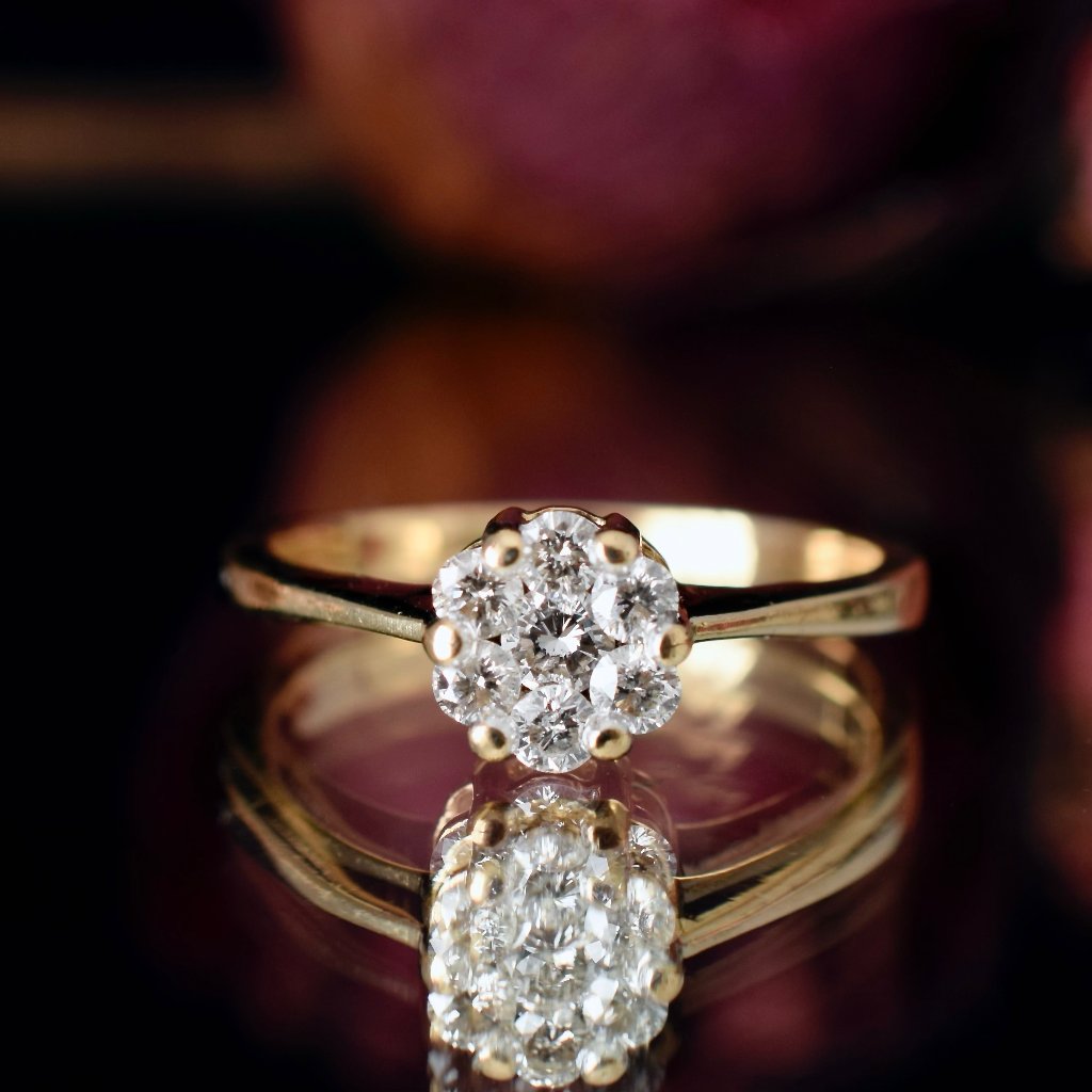 Modern 18ct Yellow Gold And Diamond ‘Daisy’ Ring