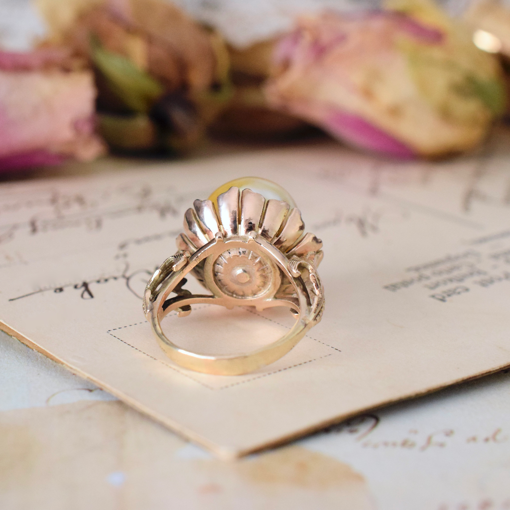 Vintage 9ct Rose Gold Freshwater Pearl Ring - London 1963