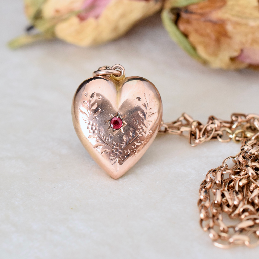 Antique Australian 9ct Rose Gold ‘Puffy Heart’ Pendant By Robert Rollason/ Rollason and Co LTD 1888-1925