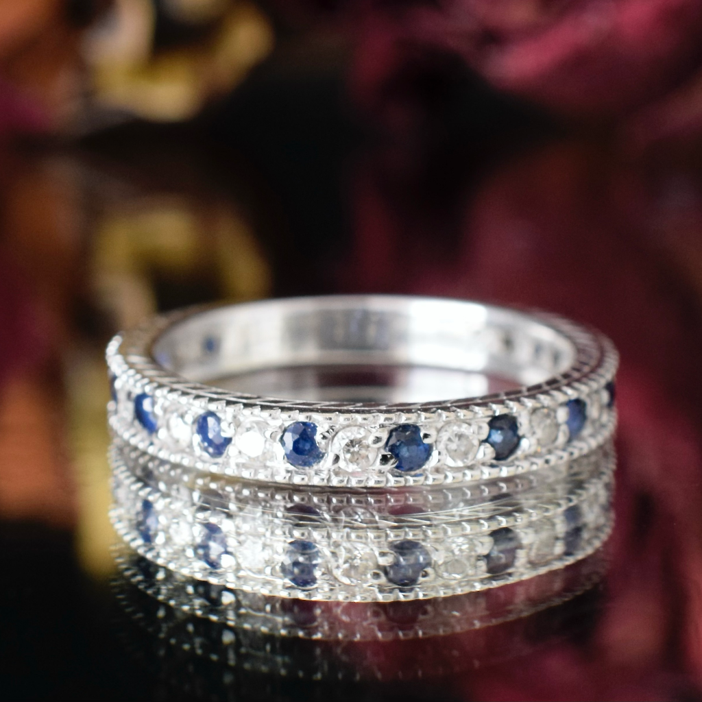 Modern 14ct White Gold Sapphire And Diamond Eternity Ring Independent Insurance/Replacement Valuation Included For $1,800 AUD From 2016