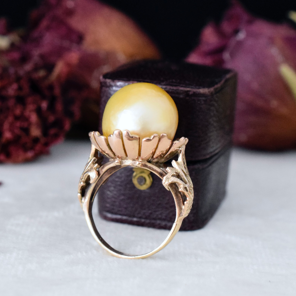 Vintage 9ct Rose Gold Freshwater Pearl Ring - London 1963