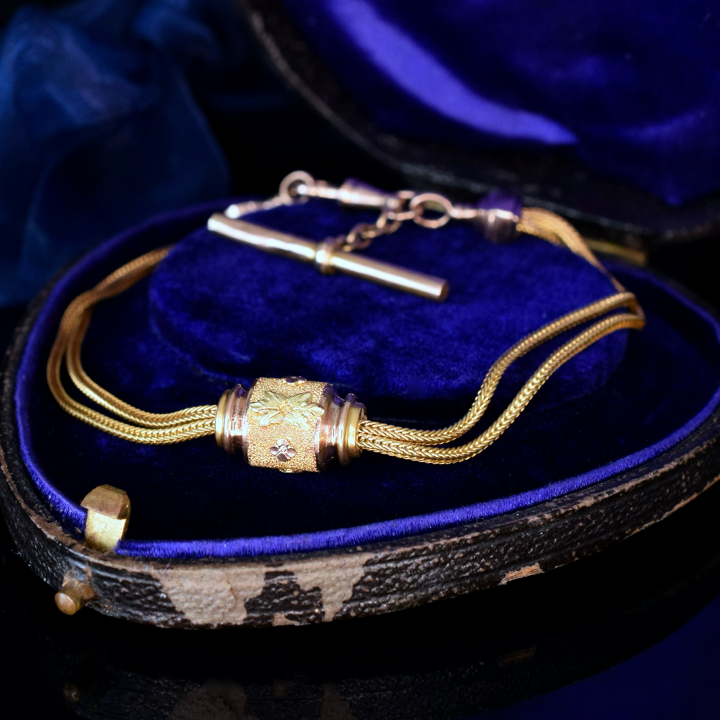 Antique Victorian 9ct Gold (And Rolled Gold) Albertina Bracelet Circa 1880