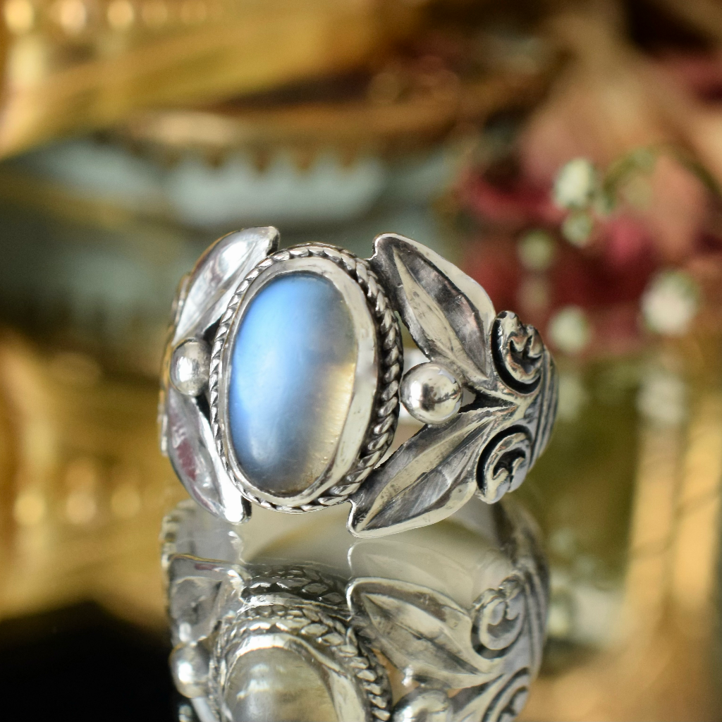 Antique/Vintage Arts & Crafts Sterling Silver And Moonstone Ring
