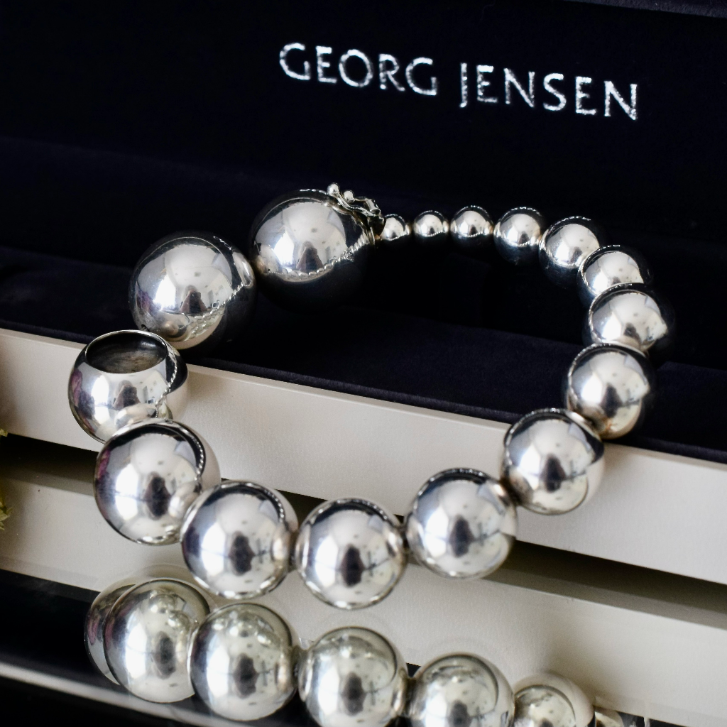 Modernist Jacqueline Rabun Georg Jensen “Cave” Silver Bracelet Design Nr. 441 Copenhagen Denmark 2000