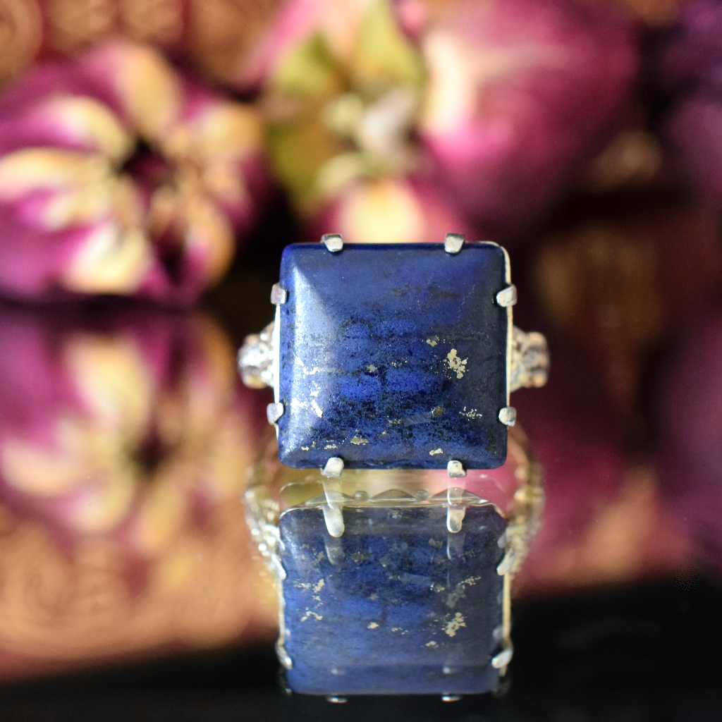 Superb Art Deco 18ct Rose Gold, Platinum, Lapis Lazuli And Diamond Ring Independent Insurance Valuation Included With Purchase $4000.00 AUD