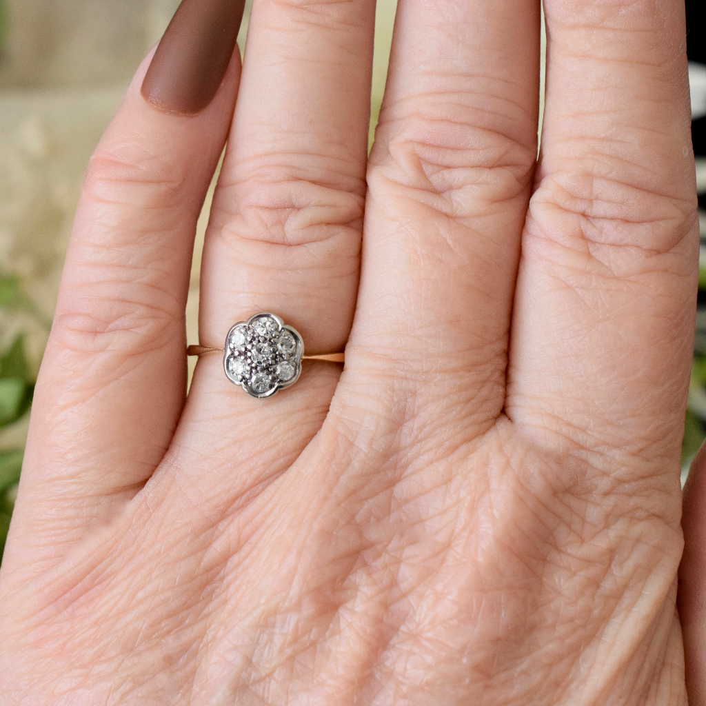 Antique Art Deco Era 18ct Yellow Gold And Diamond ‘Daisy’ Cluster Ring Circa 1935