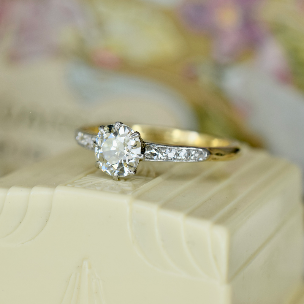 Vintage Art Deco Era 18ct Yellow Gold 1.05ct Solitaire Diamond Ring Independent Valuation $10,000 AUD