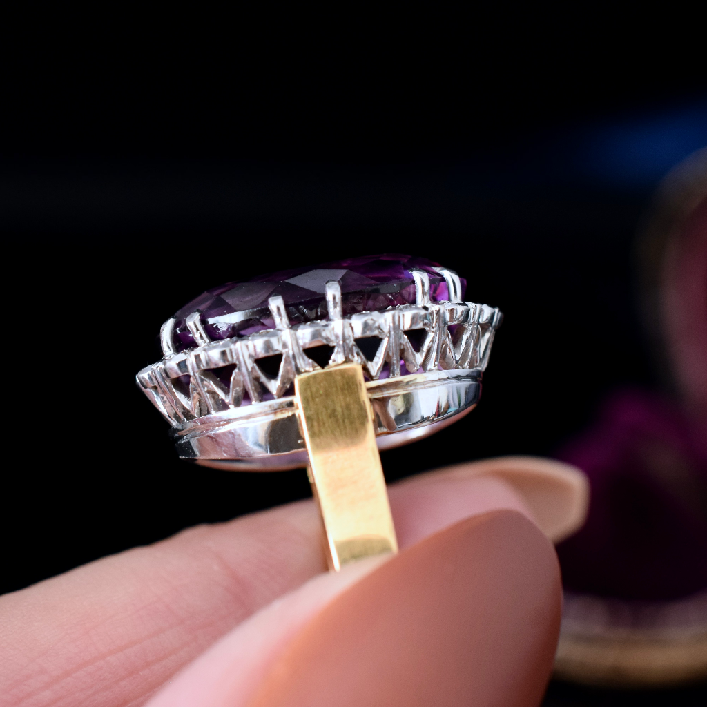 Modern 18ct Yellow Gold, Palladium Amethyst And Diamond Ring Independent Valuation Included In Purchase For $5750.00 AUD