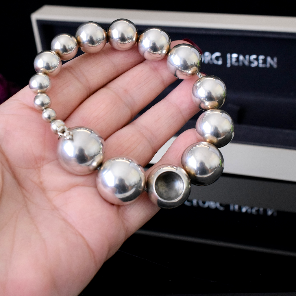 Modernist Jacqueline Rabun Georg Jensen “Cave” Silver Bracelet Design Nr. 441 Copenhagen Denmark 2000