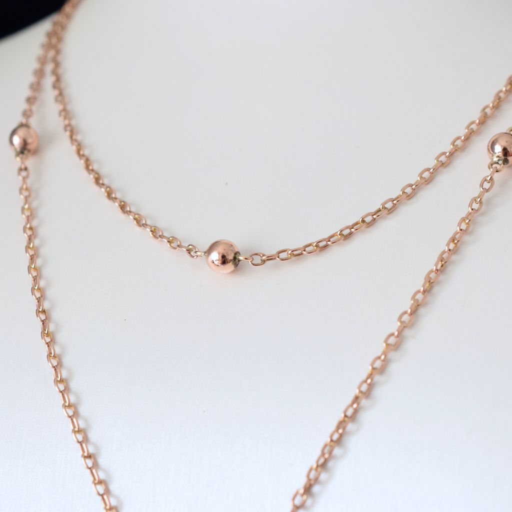 Antique Victorian/Edwardian 9ct Rose Gold Guard Chain Circa 1900