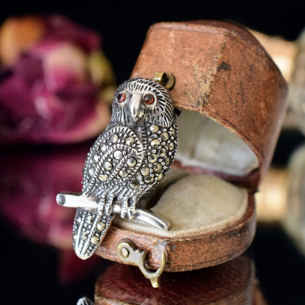 Vintage Sterling Silver Marcasite ‘Owl’ Brooch