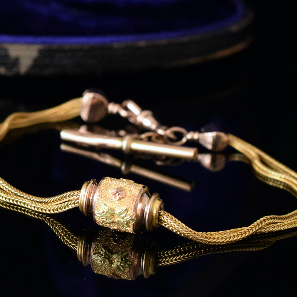 Antique Victorian 9ct Gold (And Rolled Gold) Albertina Bracelet Circa 1880