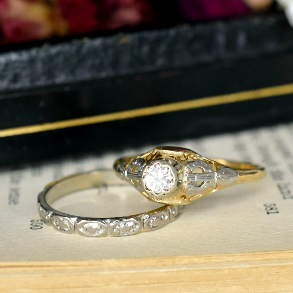 Art Deco 18ct Yellow Gold And Platinum Diamond Engagement Ring Circa 1935
