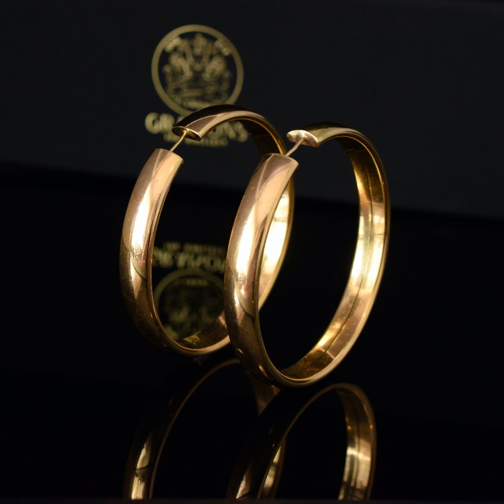Modern 14ct Yellow Gold Hollow Large 5.5cm Hoop Earrings
