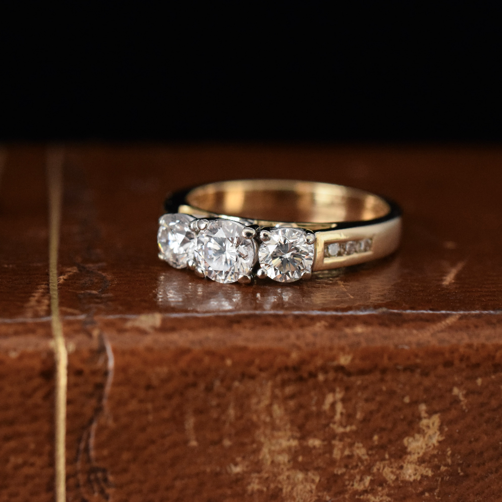 Modern 18ct Yellow Gold Diamond Trilogy Ring 0.96ct (Independent Valuation Included In Purchase For - $5,375)