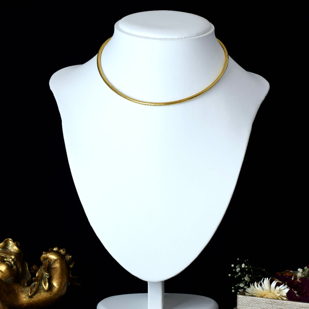 Modern 18ct Yellow Gold Woven Omega Chain Necklace