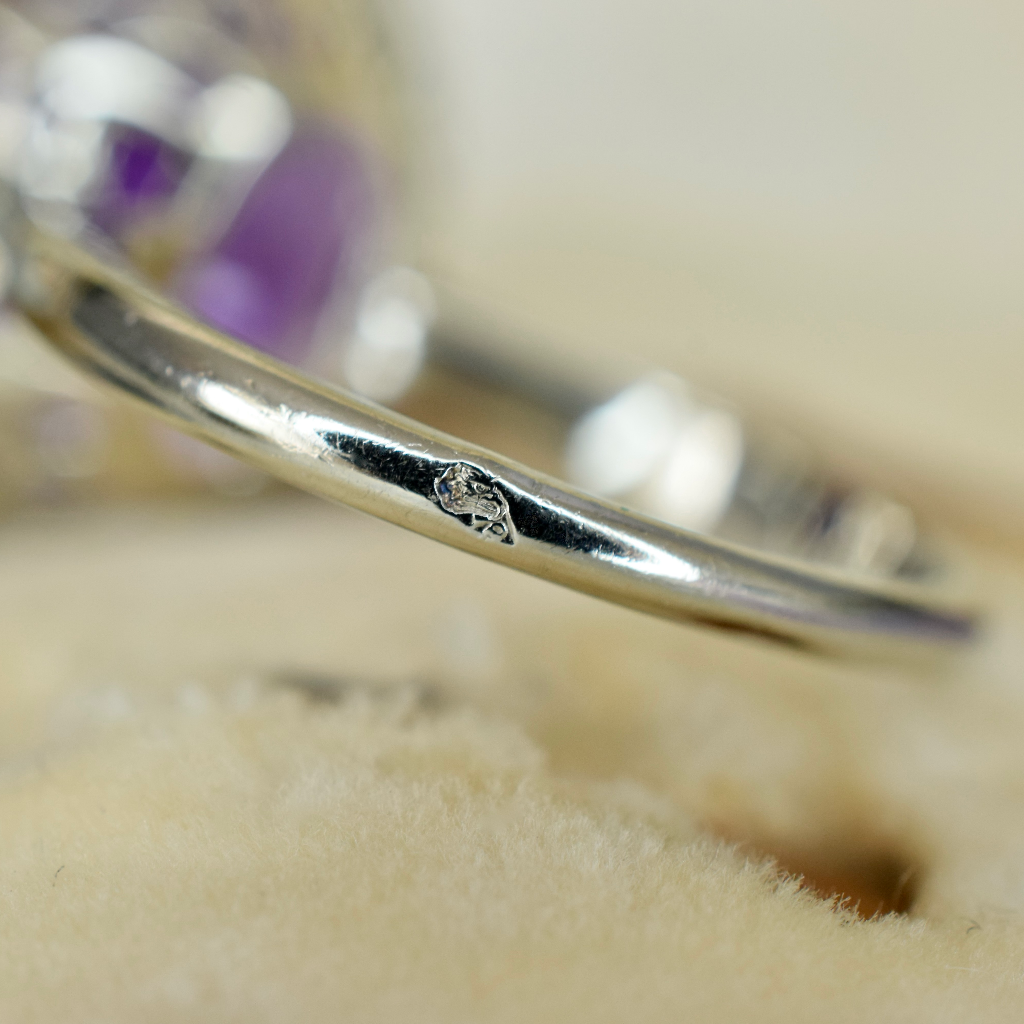 Vintage French 18ct White Gold Amethyst ‘Thistle’ Ring