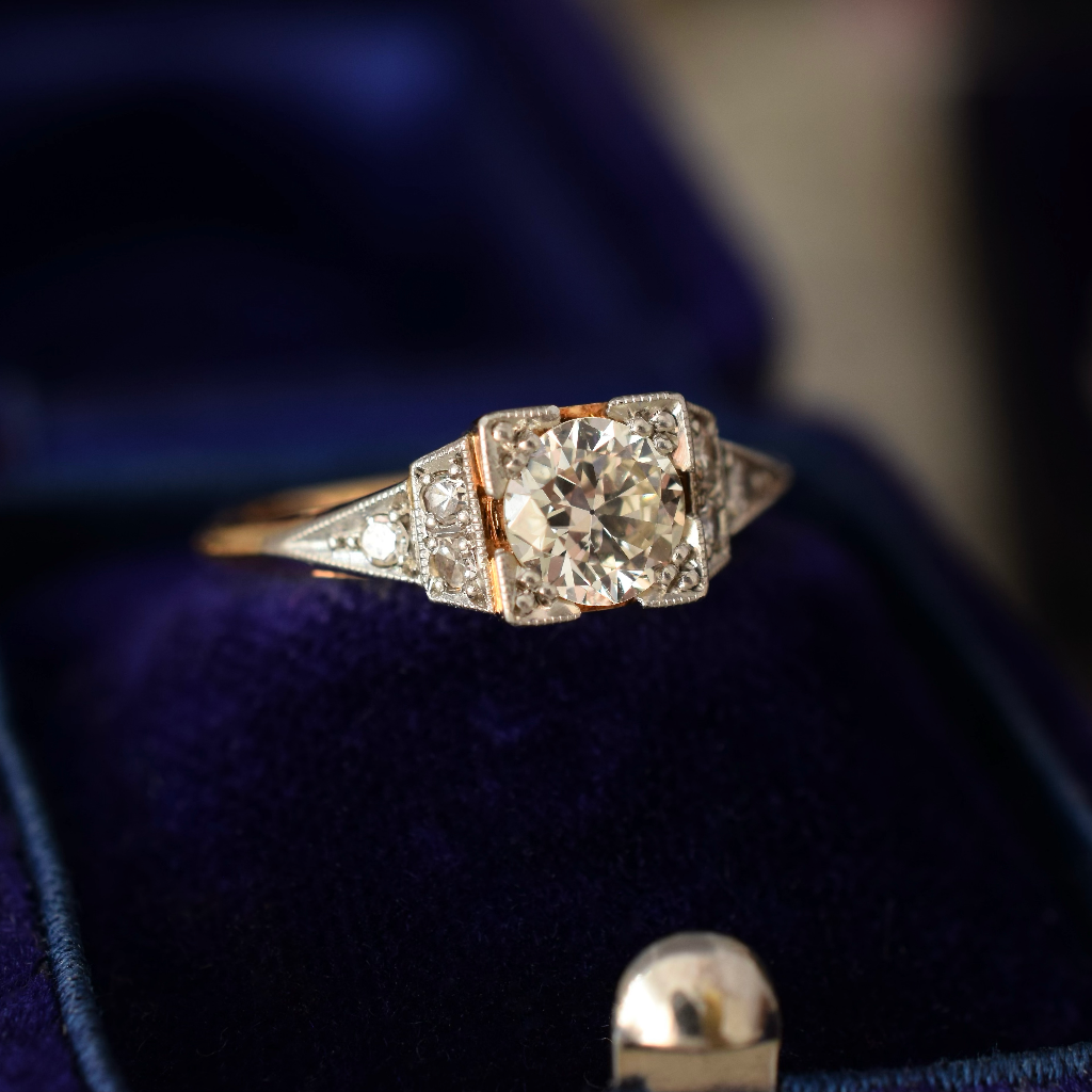 Antique Art Deco 18ct Gold And Platinum Solitaire Diamond Ring Circa 1935 (Independent Valuation (2018) Included In Purchase For $4,470 AUD