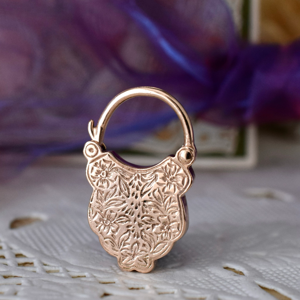 Modern 9ct Rose Gold And Amethyst Padlock Clasp