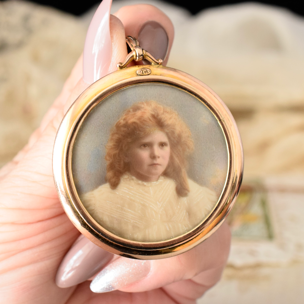 Antique Edwardian 9ct Rose Gold Double Sided Photo Locket Circa 1905