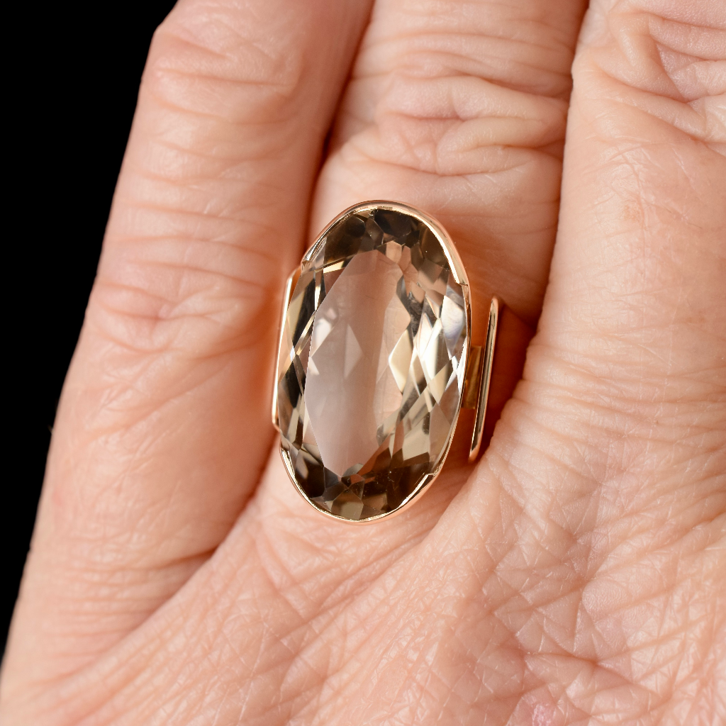 Vintage 14ct Rose Gold Smoky Quartz Ring By - Auran Kultaseppä Oy