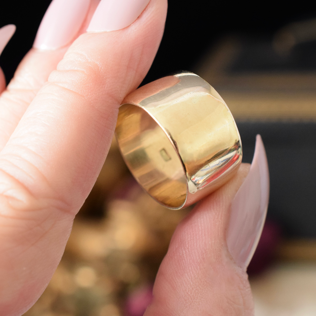 Modern 9ct Yellow Gold Wide Cigar Band (1.2cm wide)