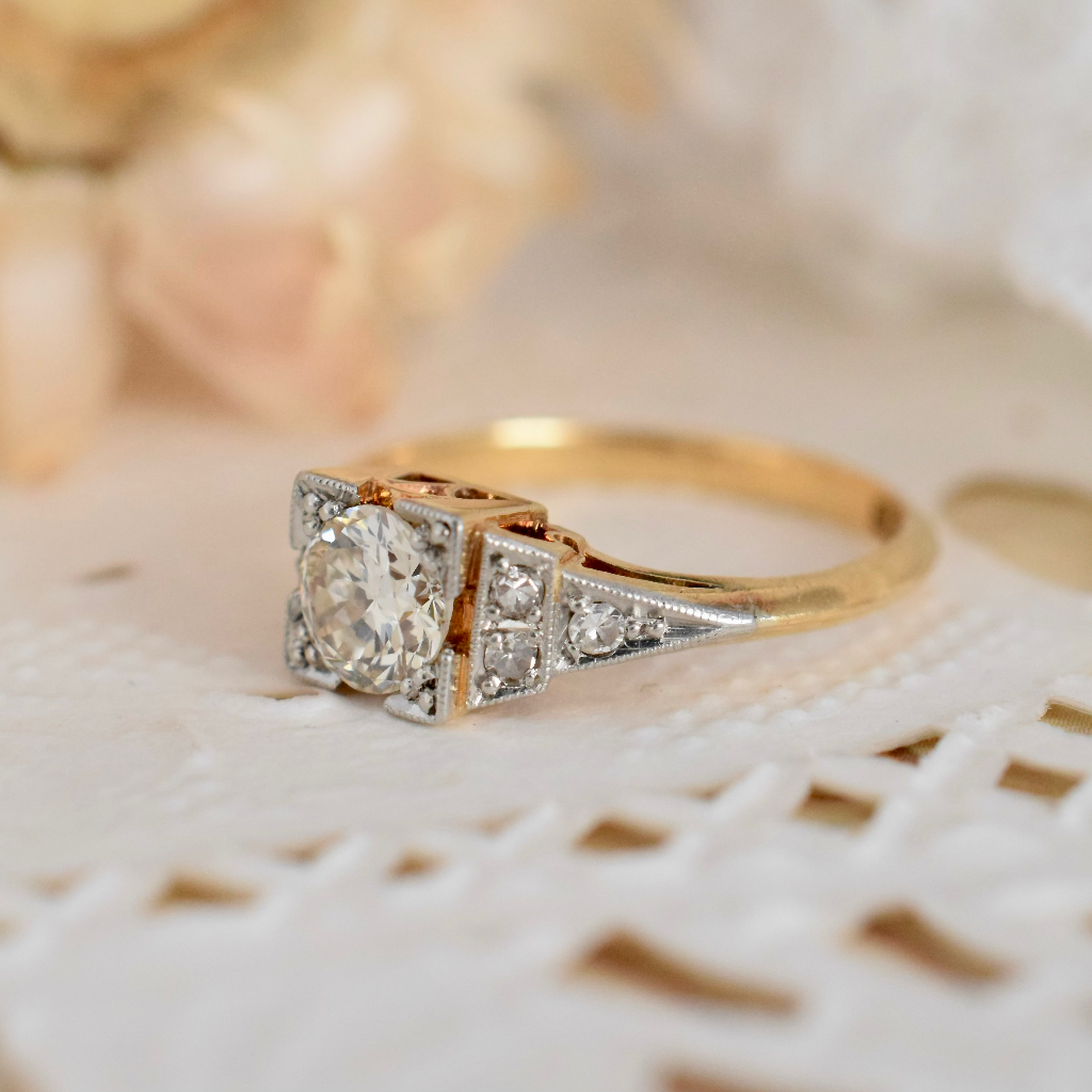 Antique Art Deco 18ct Gold And Platinum Solitaire Diamond Ring Circa 1935 (Independent Valuation (2018) Included In Purchase For $4,470 AUD