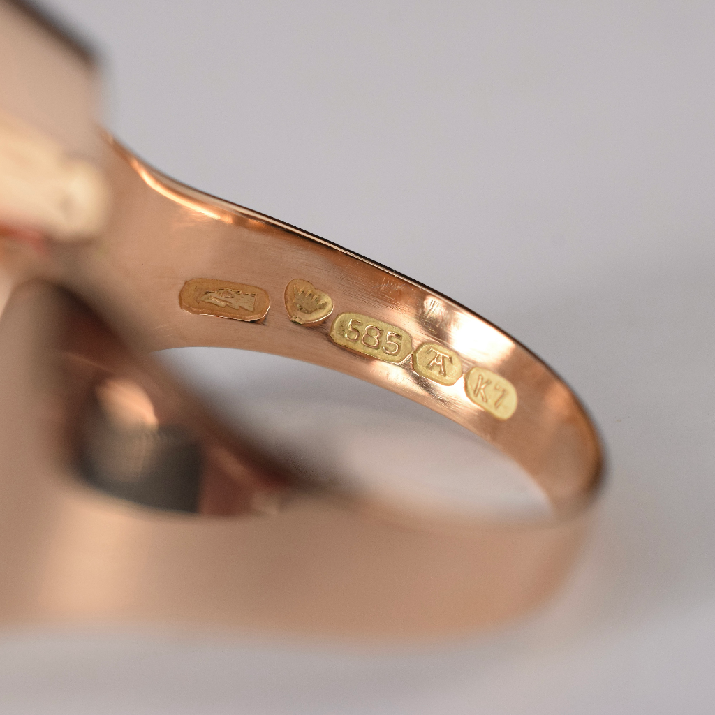 Vintage 14ct Rose Gold Smoky Quartz Ring By - Auran Kultaseppä Oy