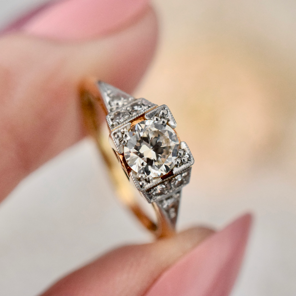 Antique Art Deco 18ct Gold And Platinum Solitaire Diamond Ring Circa 1935 (Independent Valuation (2018) Included In Purchase For $4,470 AUD