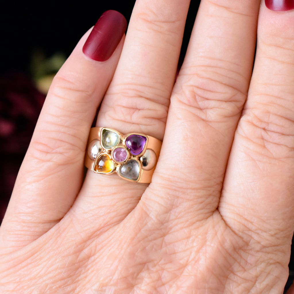 Vintage Italian 18ct Yellow Gold Multi Gem ‘Flower’ Ring By Giovanni Bertinetti - Varese Italy Independent Insurance Valuation Included $3,000 AUD