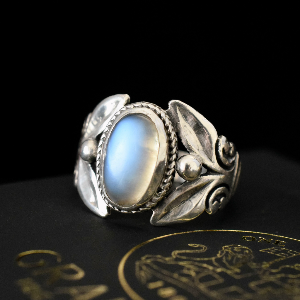Antique/Vintage Arts & Crafts Sterling Silver And Moonstone Ring
