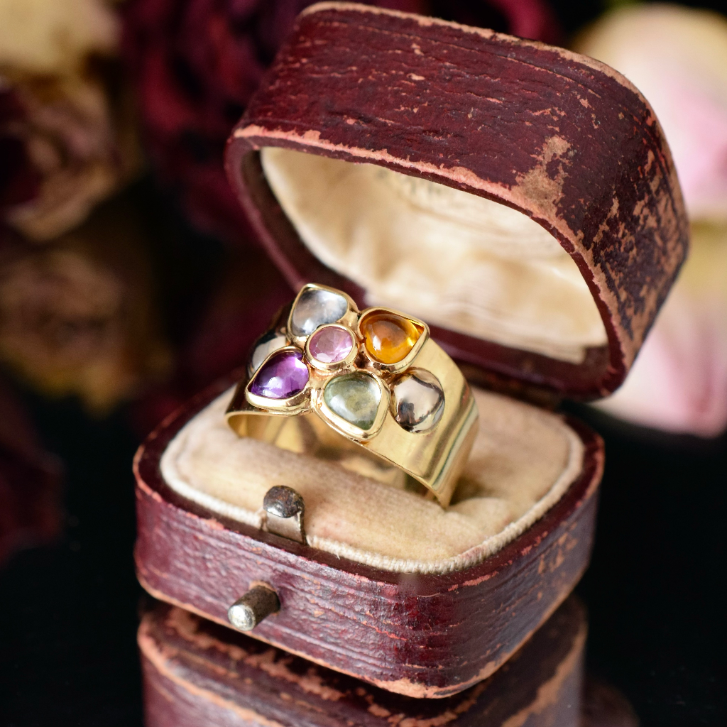 Vintage Italian 18ct Yellow Gold Multi Gem ‘Flower’ Ring By Giovanni Bertinetti - Varese Italy Independent Insurance Valuation Included $3,000 AUD