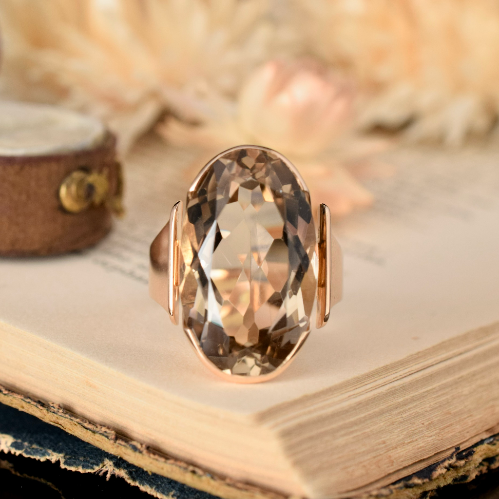 Vintage 14ct Rose Gold Smoky Quartz Ring By - Auran Kultaseppä Oy