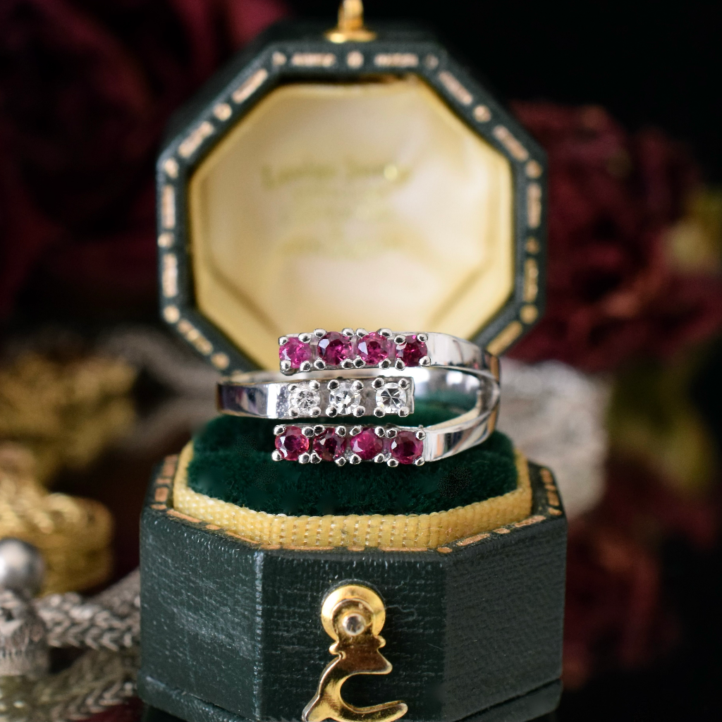 Modern 14ct White Gold Ruby And Diamond Ring Independent Valuation Included In Purchase For $3,000 AUD
