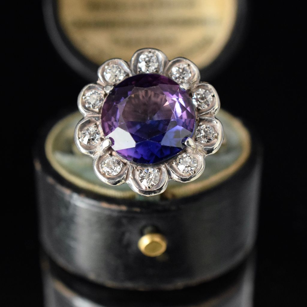Vintage 14ct Yellow Gold Diamond And Synthetic Corundum ‘Daisy’ Cluster Ring Independent Valuation With Purchase $4250.00