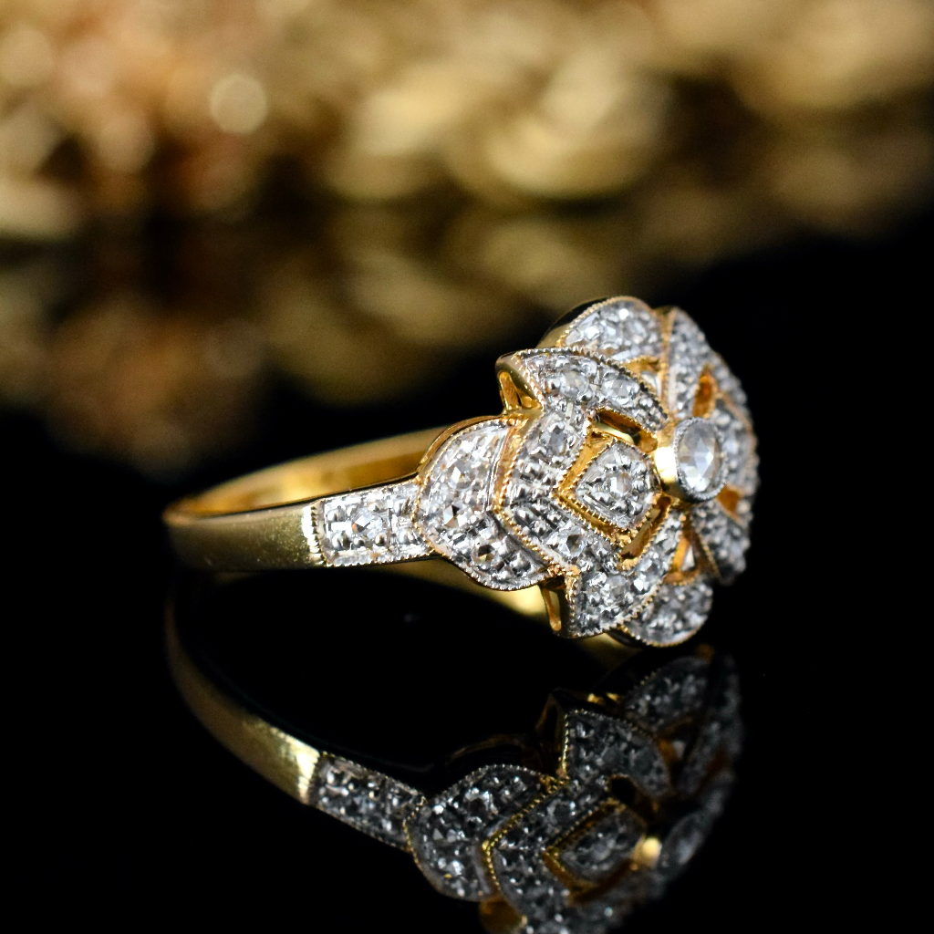 Modern 18ct Yellow Gold And Rose Cut Diamond Ring Independent Valuation Dated 2007 Included For $1,875 AUD